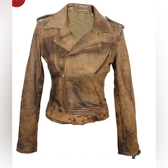 Real Leather Distressed Leather Motorcycle Jacket XL - Picture 1 of 9